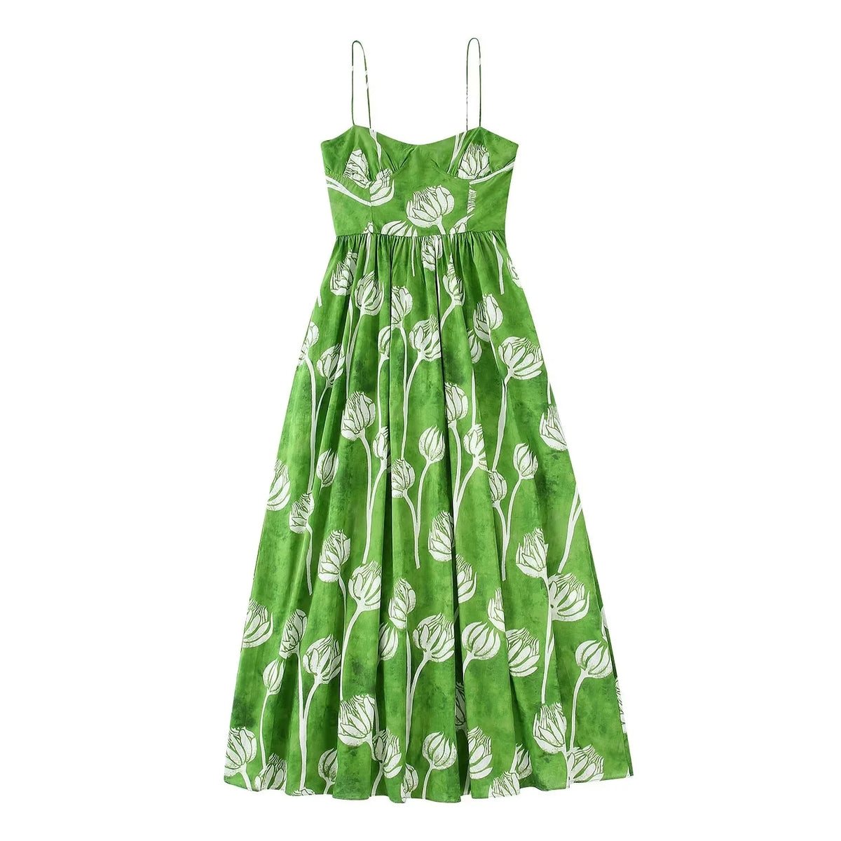 Woman Floral Printed Slip Long Dress Fashion Summer Backless Midi Dress Femel Casual Elegant Dresses