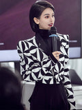 OFF designer gothic streetwear chic Geometric  print blazer coats for women autumn spring runway traf abrigo mujer jacket woman
