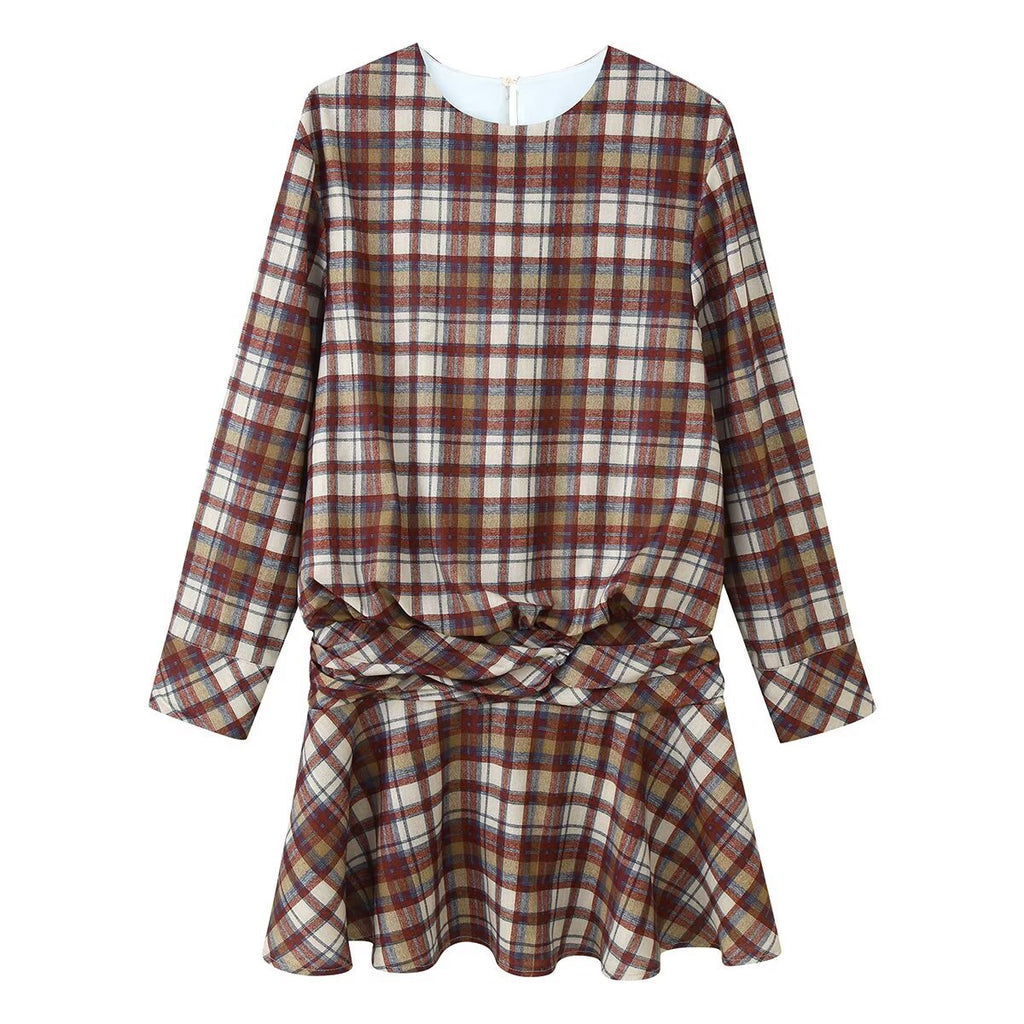 Checkered mini dress for women's clothing