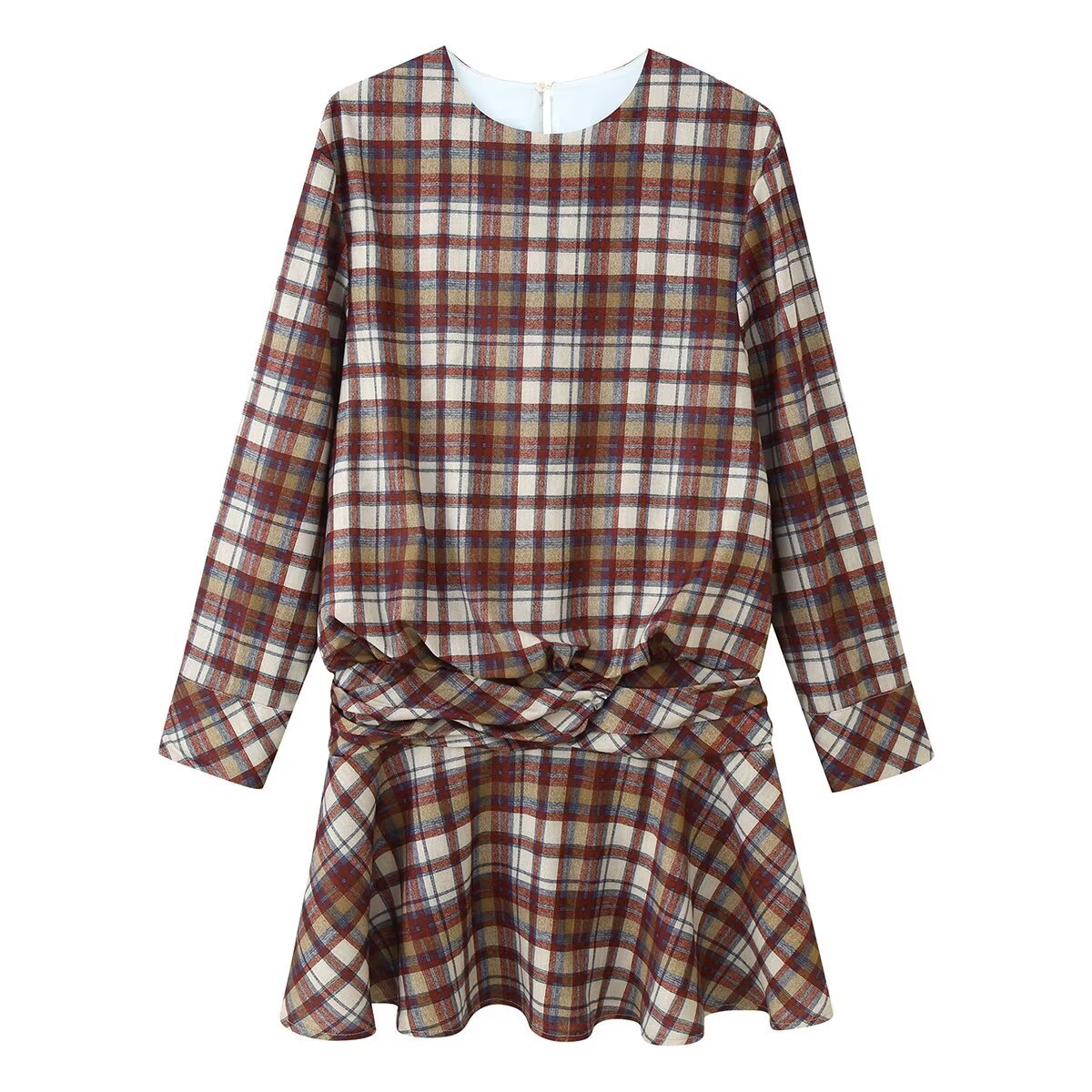 Checkered mini dress for women's clothing