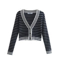 Woman Knitted Cardigan Autumn Sweater Stripe Knitted Casual Long Sleeve Cardigans Coat Button Up Vintage Tops