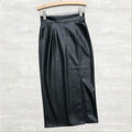 High-Waisted PU Leather Midi Skirt with Slit