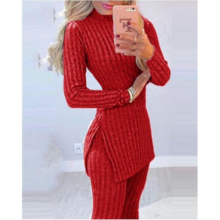 2022 Fashion Set with Split Top and Long Pants