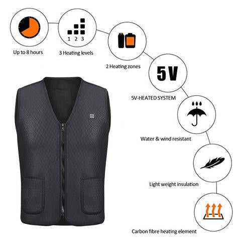 Heated Vest with Rechargeable Heating Function