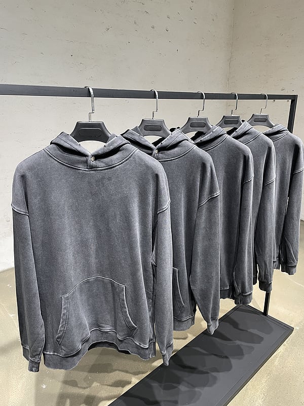 Frayed Hooded Sweatshirt with Distressed Neckline