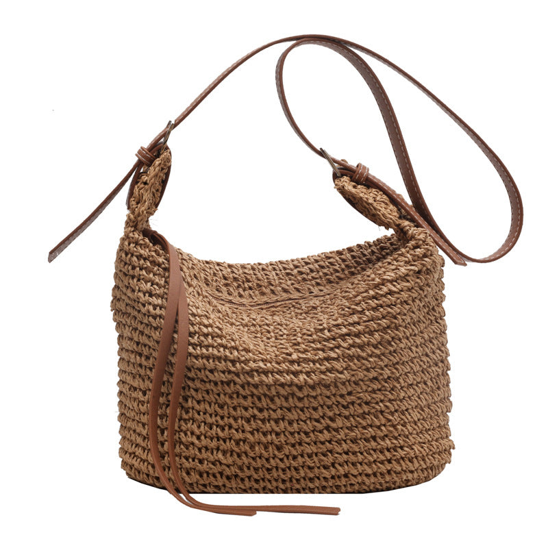 New U-Shaped Woven Straw Shoulder Bag for Women