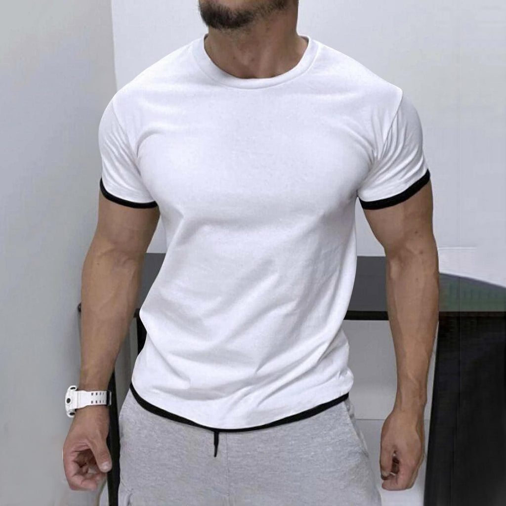 Men's Stylish Contrast Color Short-sleeve T-shirt