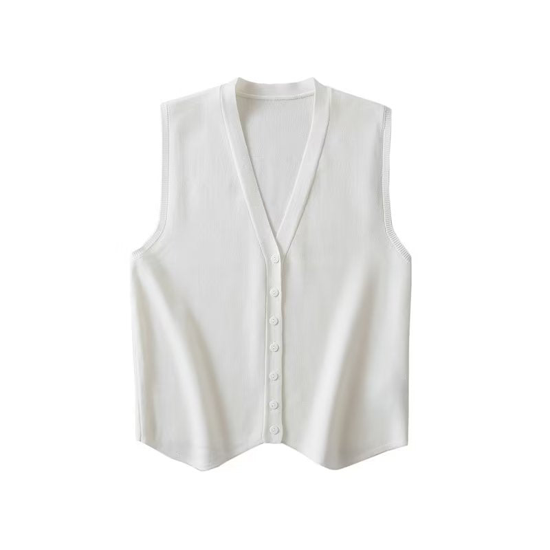 Spring Summer Women's Striped V-Neck Knit Vest