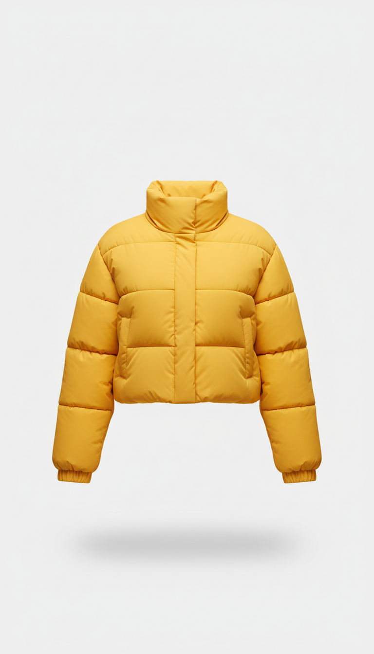 Cropped Puffer Jacket in Solar Yellow