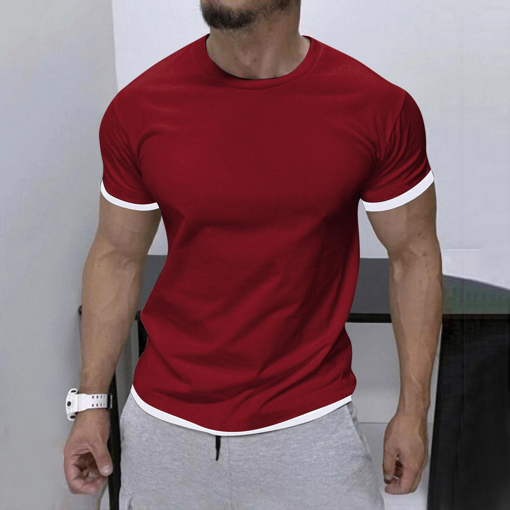 Men's Stylish Contrast Color Short-sleeve T-shirt