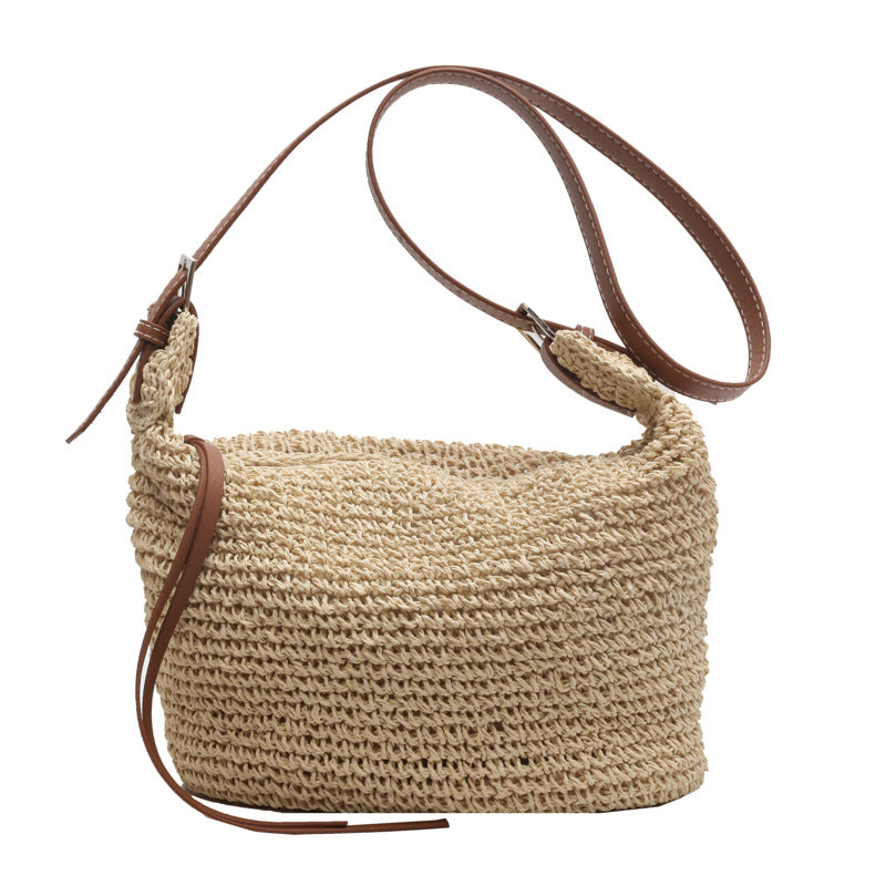 New U-Shaped Woven Straw Shoulder Bag for Women