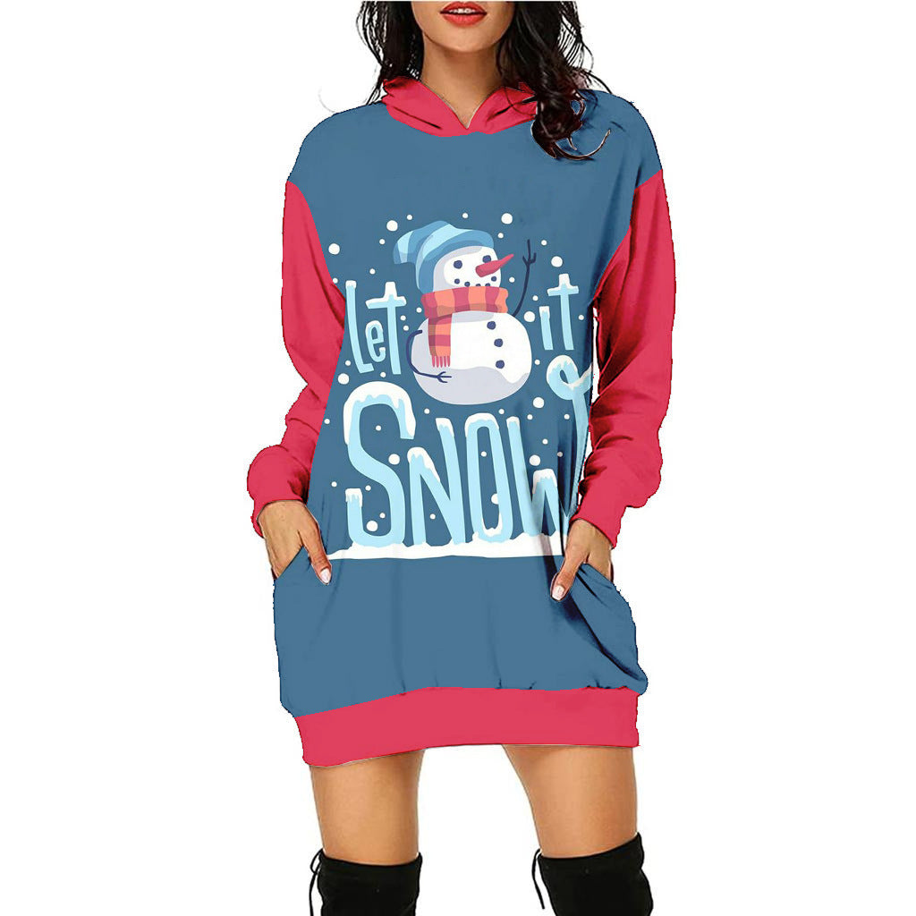 Women's Casual Printed Christmas Sweater Dress